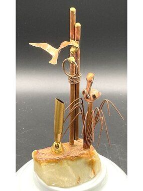 Mario Jason Pier Post Sculpture Brass Copper Onyx Pelican Sea Gull Pen Holder 6.
